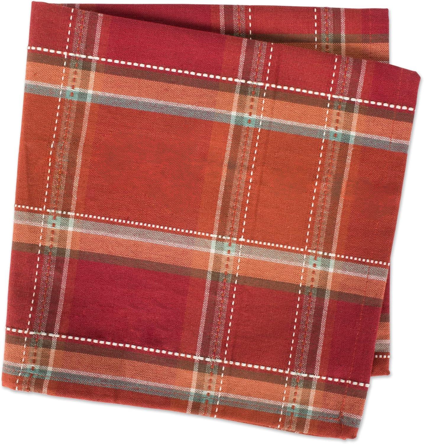 imageDII Autumn Pumpkin Spice Kitchen Collection FallThanksgiving Cotton Table Dcor Tablecloth 70quot Round Orange PlaidOrange Plaid