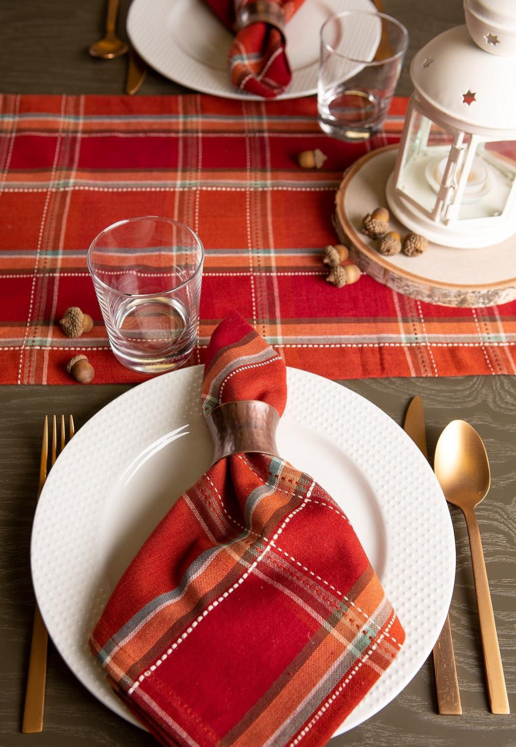 imageDII Autumn Pumpkin Spice Kitchen Collection FallThanksgiving Cotton Table Dcor Tablecloth 70quot Round Orange PlaidOrange Plaid
