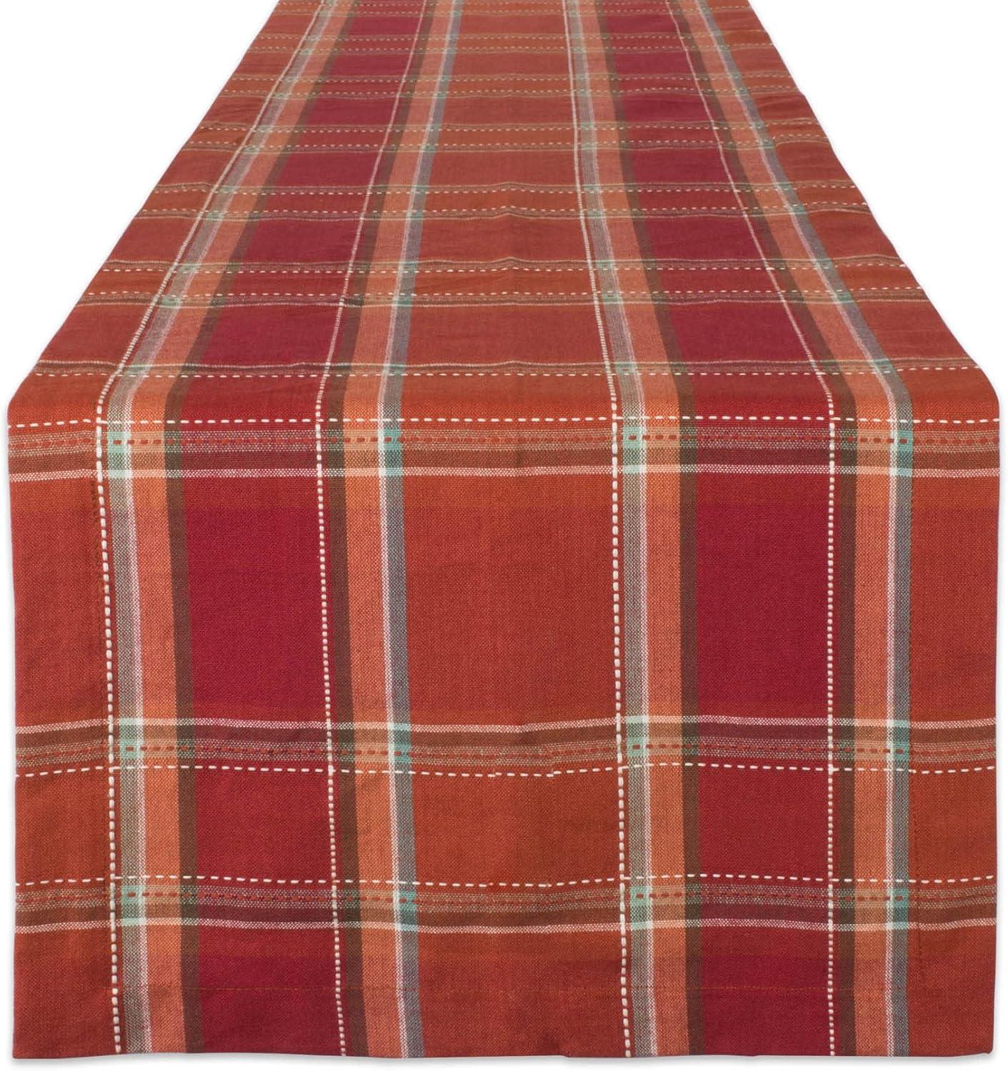 imageDII Autumn Pumpkin Spice Kitchen Collection FallThanksgiving Cotton Table Dcor Tablecloth 70quot Round Orange PlaidOrange Plaid