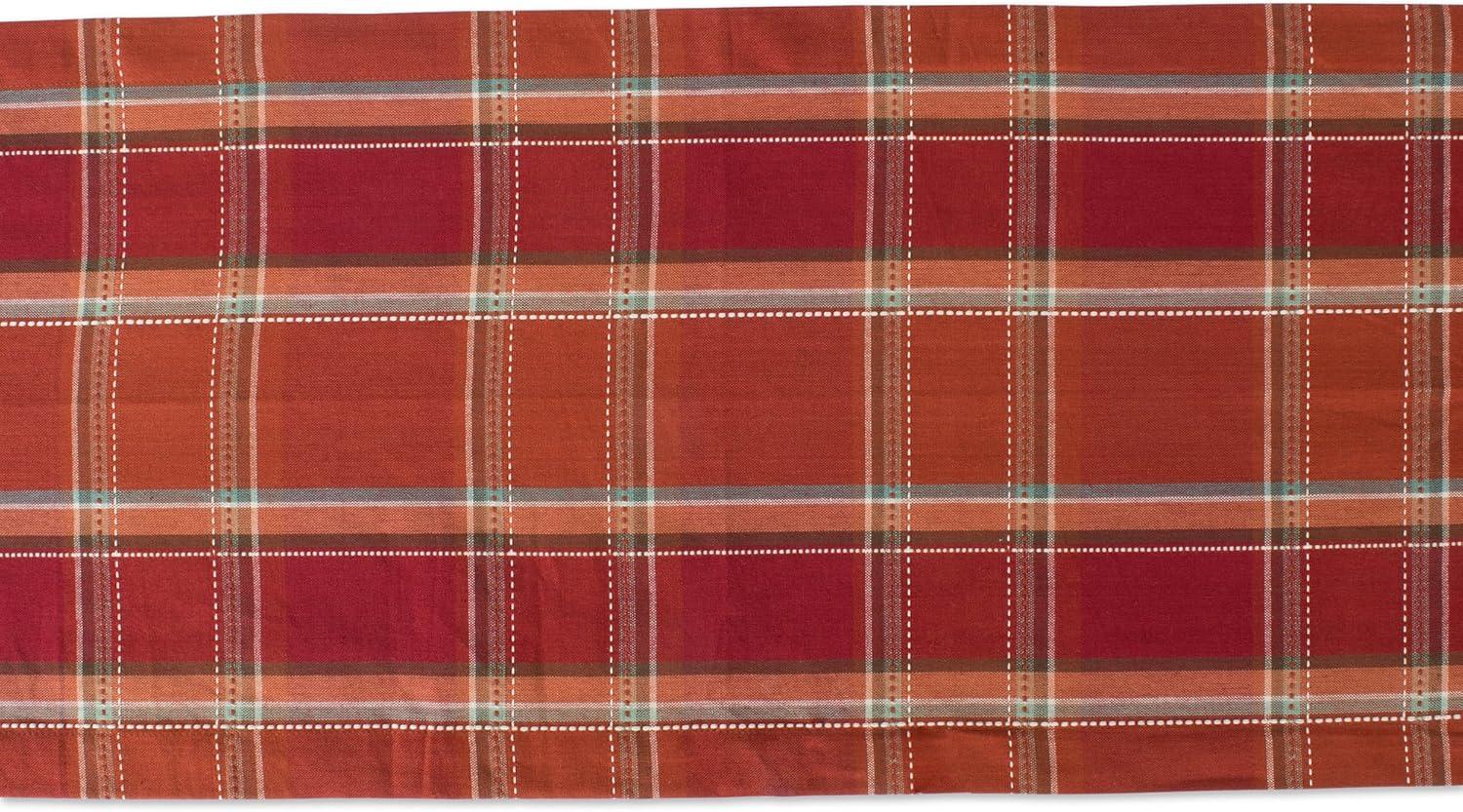 imageDII Autumn Pumpkin Spice Kitchen Collection FallThanksgiving Cotton Table Dcor Tablecloth 70quot Round Orange PlaidOrange Plaid
