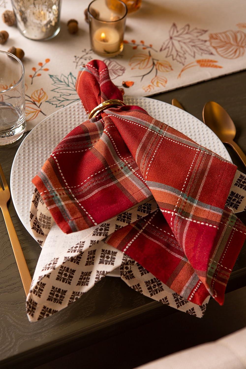 imageDII Autumn Pumpkin Spice Kitchen Collection FallThanksgiving Cotton Table Dcor Tablecloth 70quot Round Orange PlaidOrange Plaid