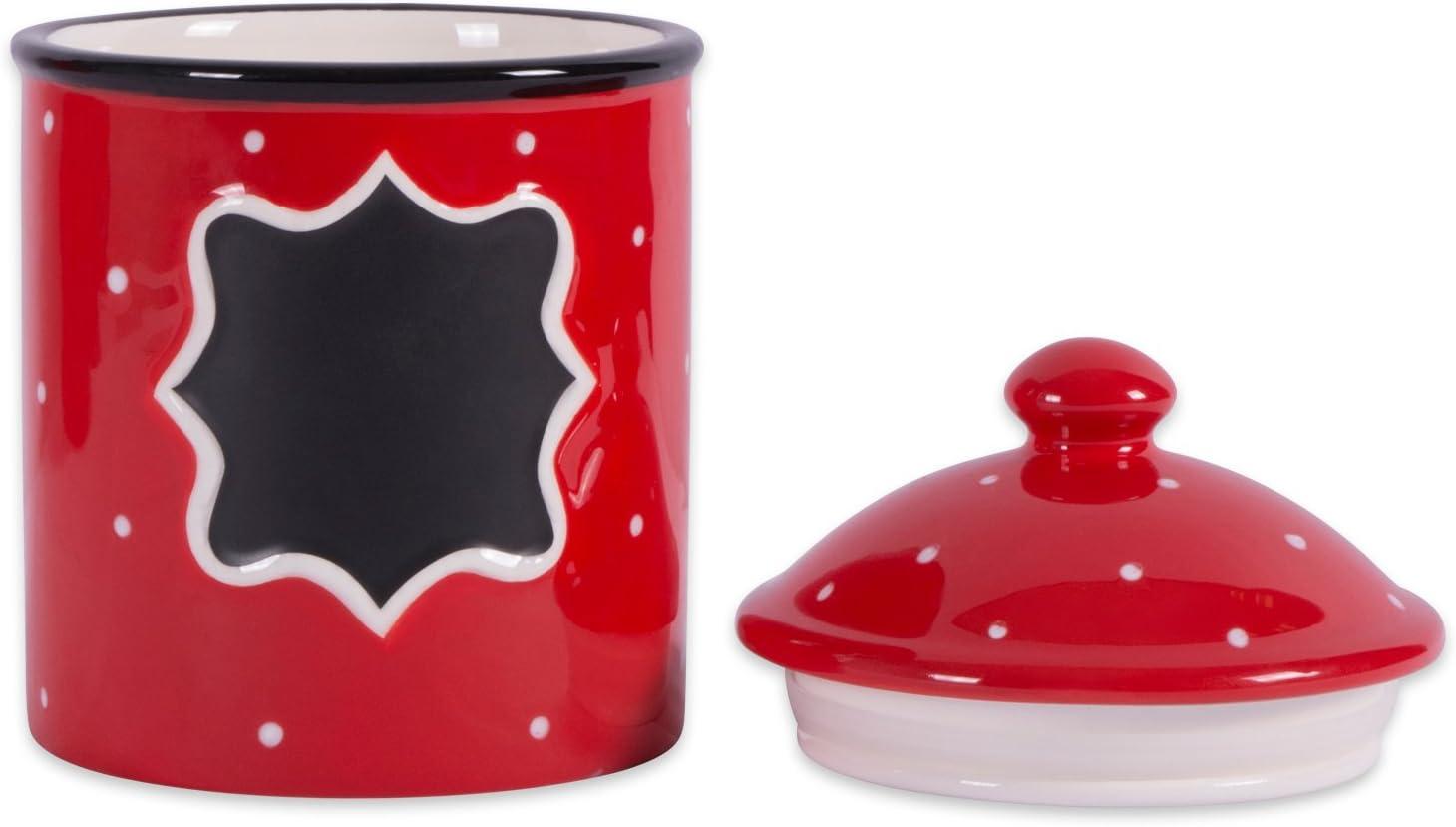 imageDII Ceramic Farmhouse Chic PolkaDot Kitchen CanisterContainer Organize Your Kitchen Countertops Cupboards or Pantry Small RedRed