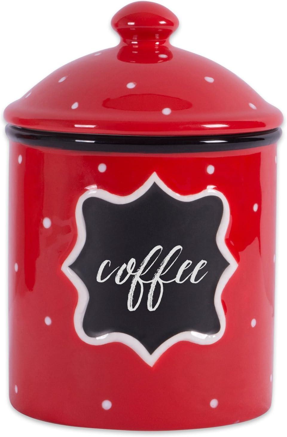imageDII Ceramic Farmhouse Chic PolkaDot Kitchen CanisterContainer Organize Your Kitchen Countertops Cupboards or Pantry Small RedRed