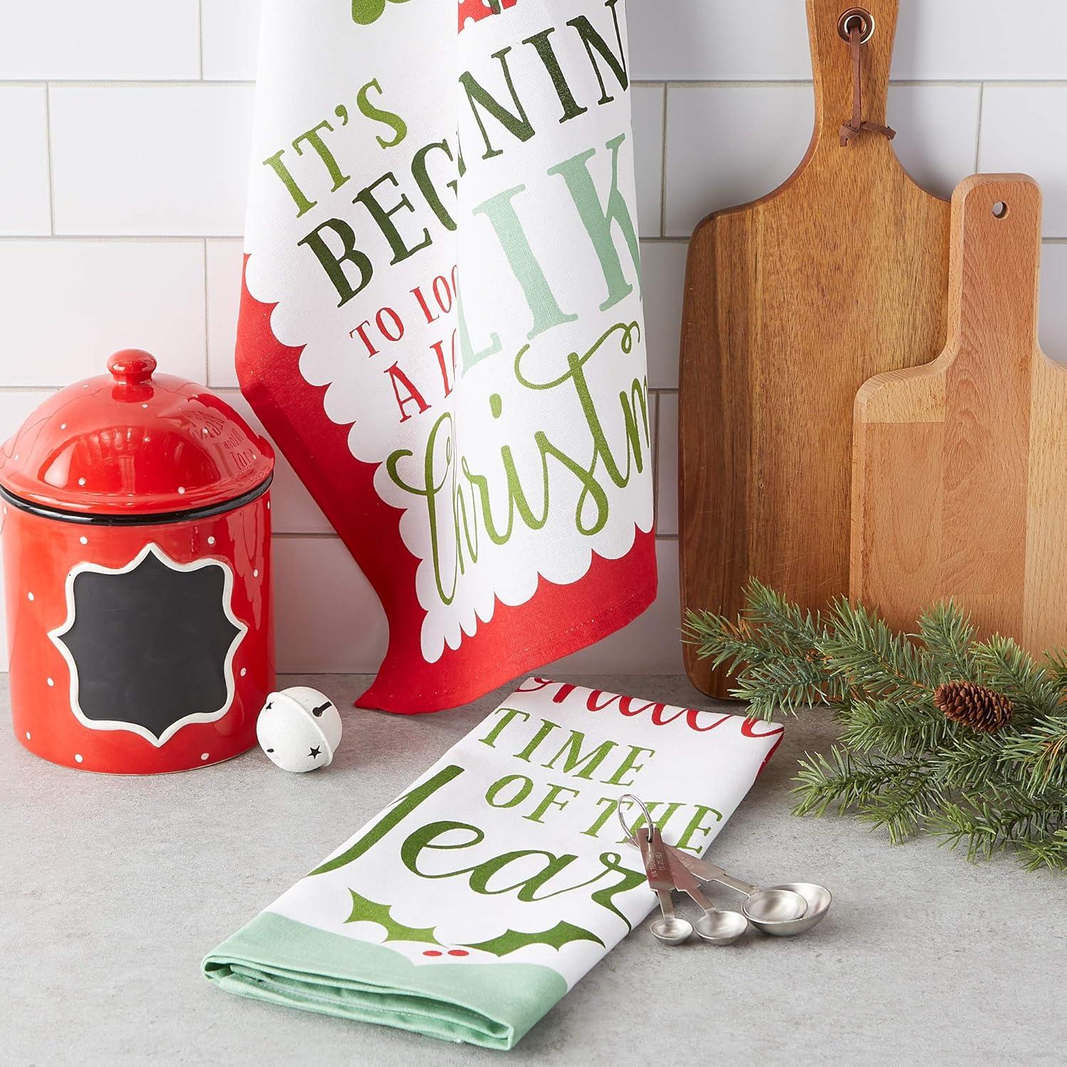 imageDII Christmas Fun Collection Printed Dishtowel Set 18x28 North Pole 3 PieceHoliday Sayings