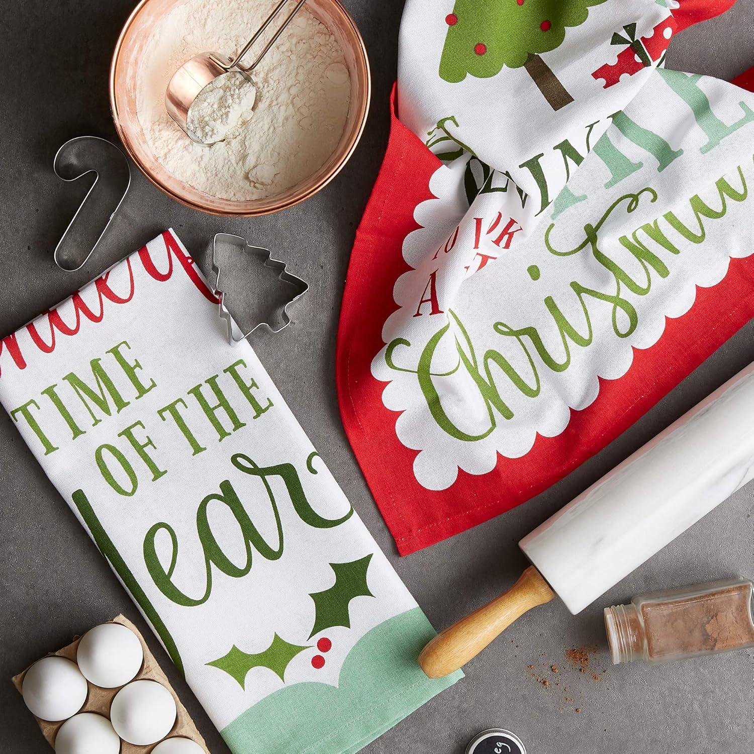 imageDII Christmas Fun Collection Printed Dishtowel Set 18x28 North Pole 3 PieceHoliday Sayings