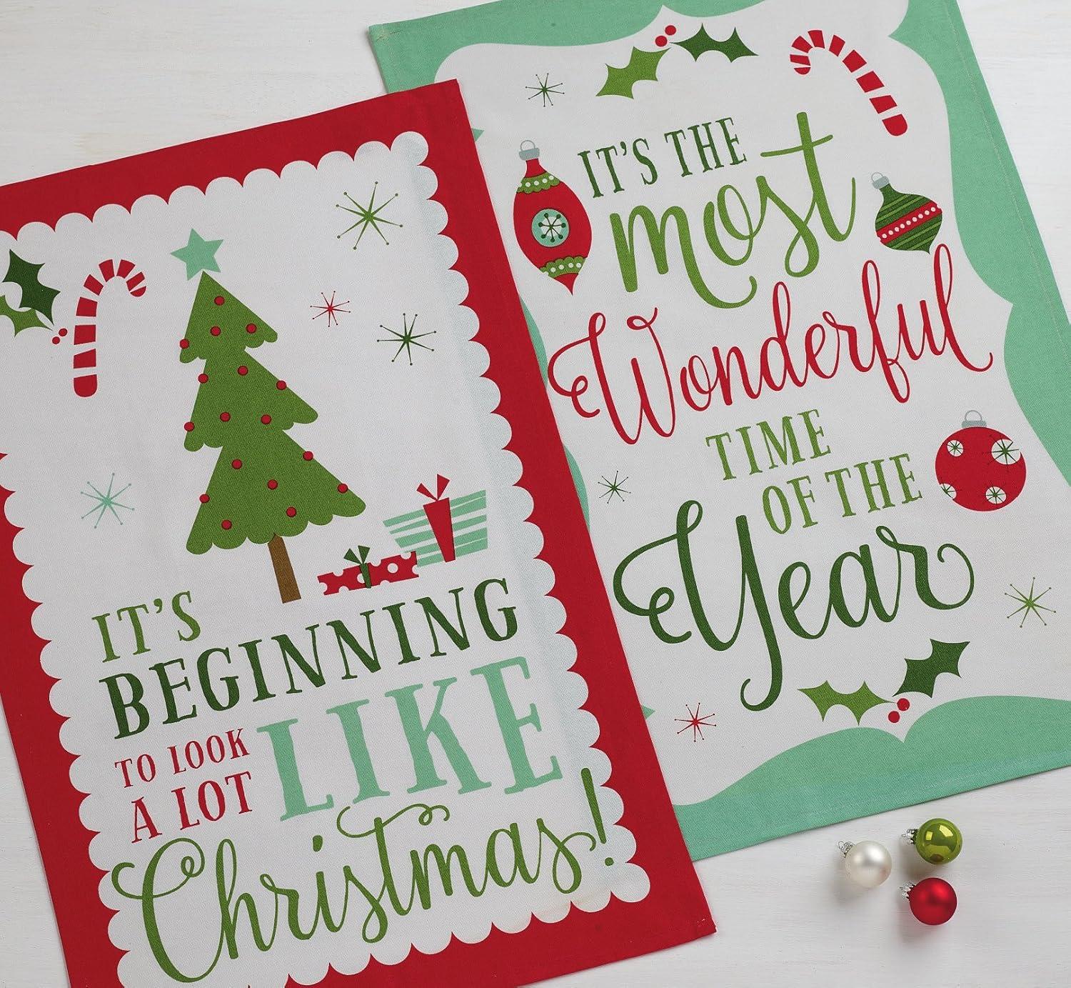 imageDII Christmas Fun Collection Printed Dishtowel Set 18x28 North Pole 3 PieceHoliday Sayings