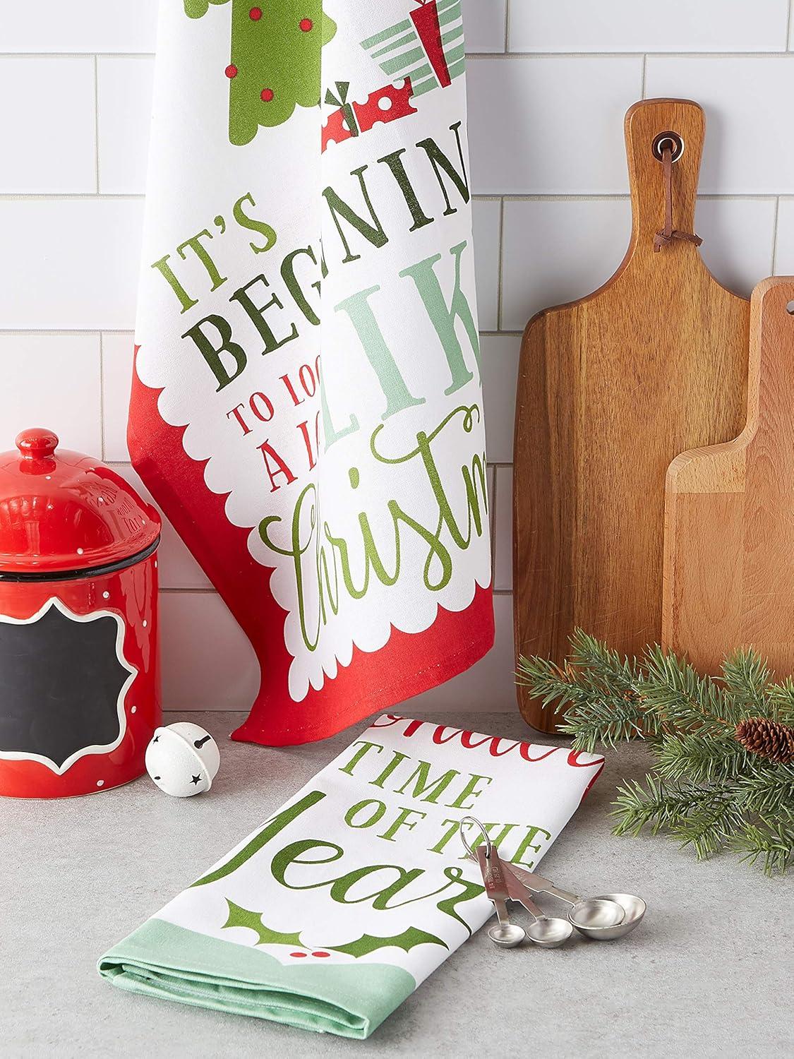 imageDII Christmas Fun Collection Printed Dishtowel Set 18x28 North Pole 3 PieceHoliday Sayings