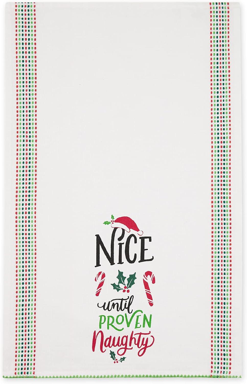 imageDII Christmas Fun Collection Printed Dishtowel Set 18x28 North Pole 3 PieceNaughtyNice