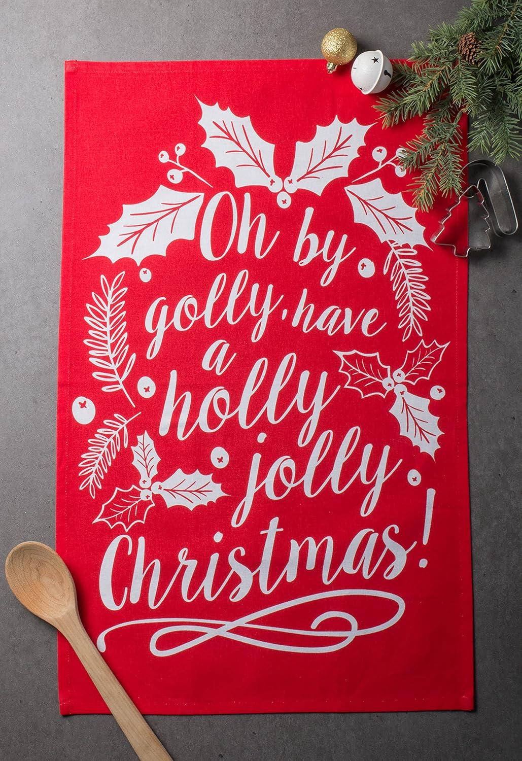 imageDII Christmas Fun Collection Printed Dishtowel Set 18x28 North Pole 3 PiecePrinted Holly