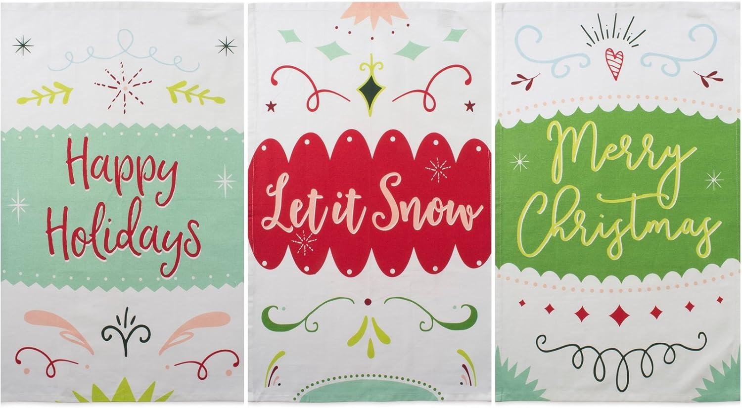 imageDII Christmas Fun Collection Printed Dishtowel Set 18x28 North Pole 3 PieceWinter Wishes