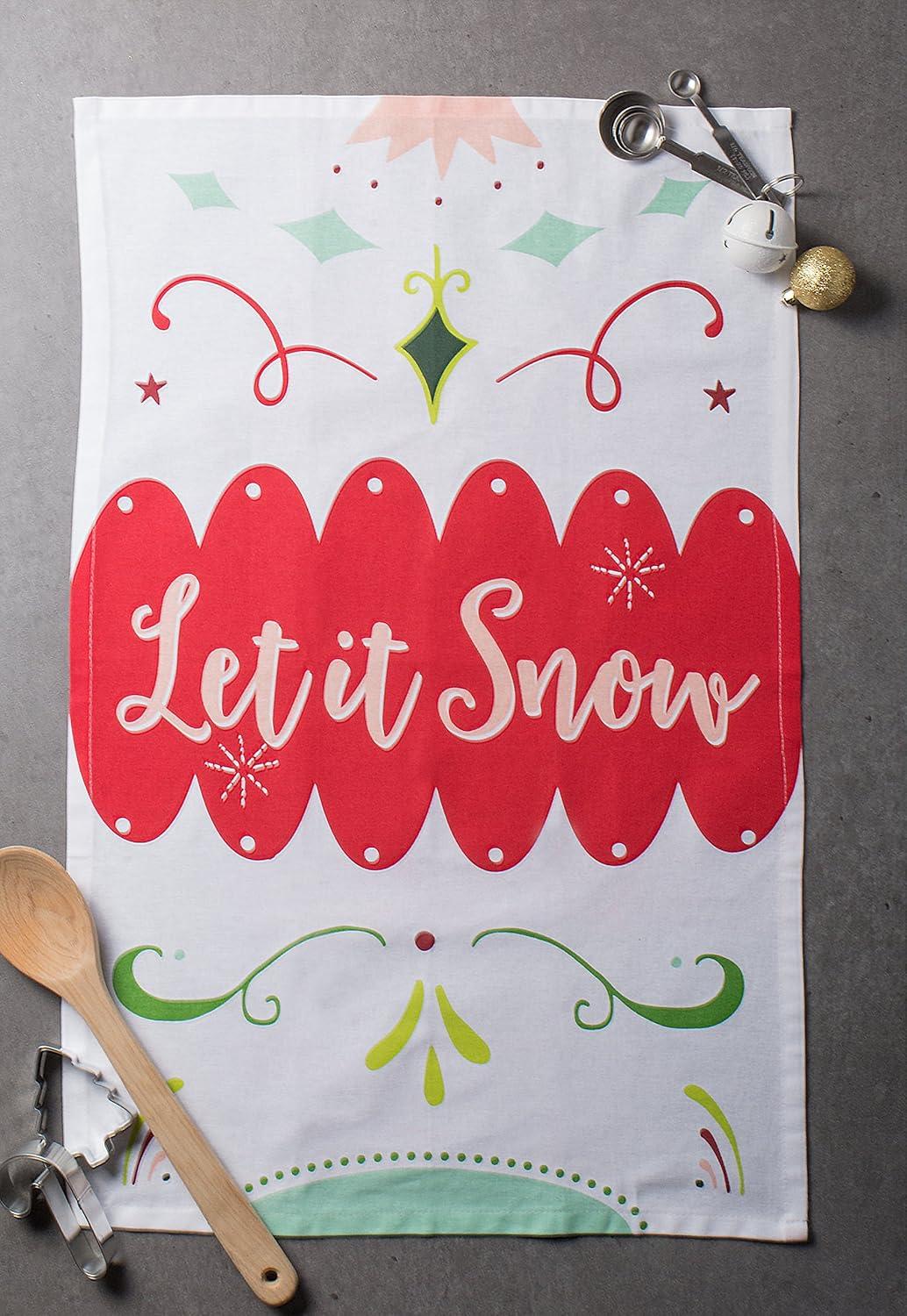 imageDII Christmas Fun Collection Printed Dishtowel Set 18x28 North Pole 3 PieceWinter Wishes
