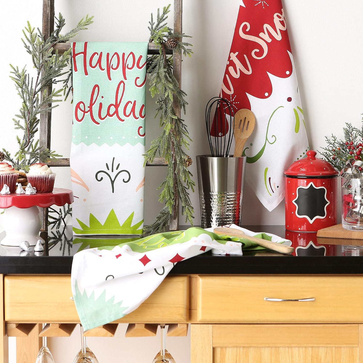 imageDII Christmas Fun Collection Printed Dishtowel Set 18x28 North Pole 3 PieceWinter Wishes