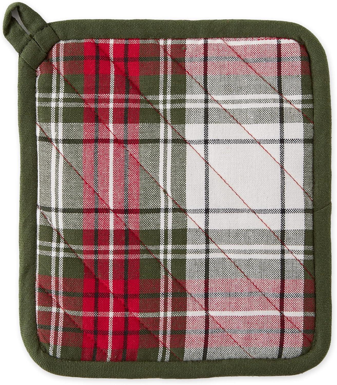 imageDII Christmas Kitchen Accessories ampamp Dcor Gift Set Pot Holder ampamp Dish Towels O Christmas Tree 3 PieceHoliday Plaid
