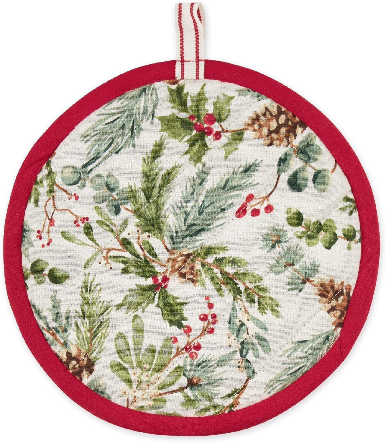 imageDII Christmas Kitchen Accessories ampamp Dcor Gift Set Pot Holder ampamp Dish Towels O Christmas Tree 3 PieceHoliday Sprigs