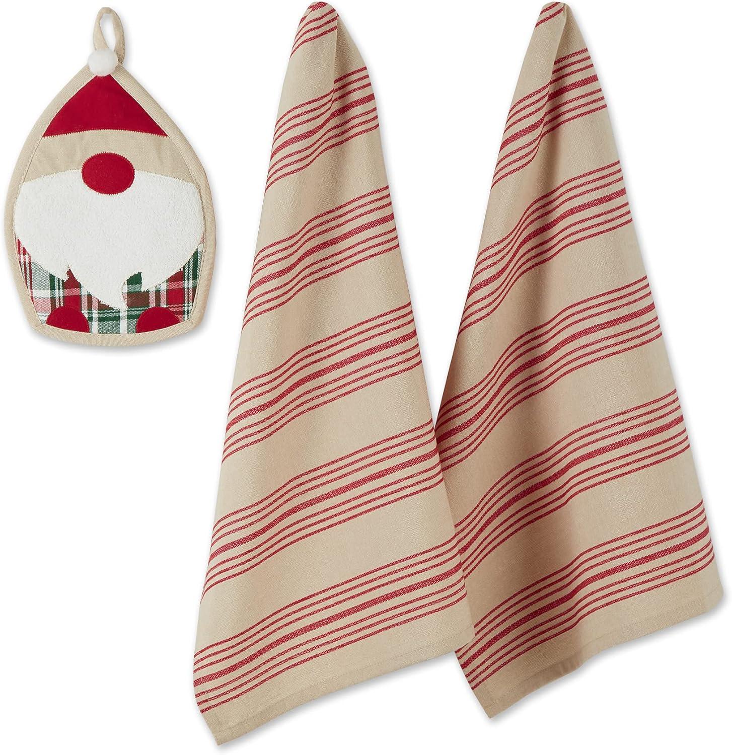 imageDII Christmas Kitchen Accessories ampamp Dcor Gift Set Pot Holder ampamp Dish Towels O Christmas Tree 3 PieceWinter Gnome
