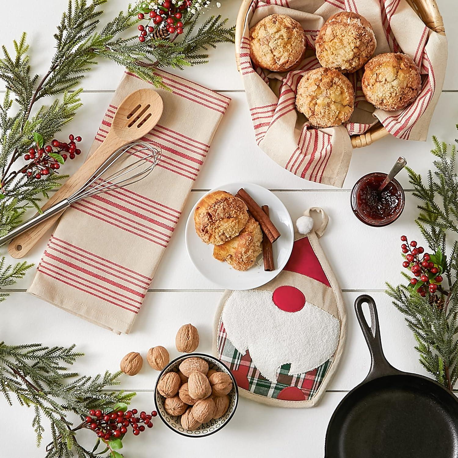 imageDII Christmas Kitchen Accessories ampamp Dcor Gift Set Pot Holder ampamp Dish Towels O Christmas Tree 3 PieceWinter Gnome