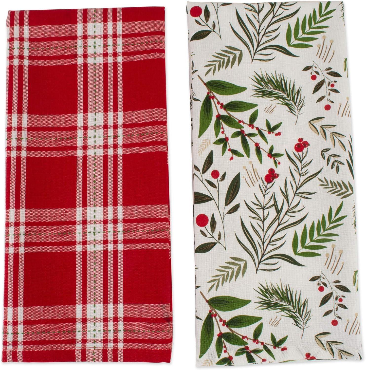 imageDII Christmas Kitchen Towel Set Floral Tea Towels for Baking Cleaning Entertainment ampamp Cooking 18x28 Woodland Holiday 2 PieceBoughs of Holly
