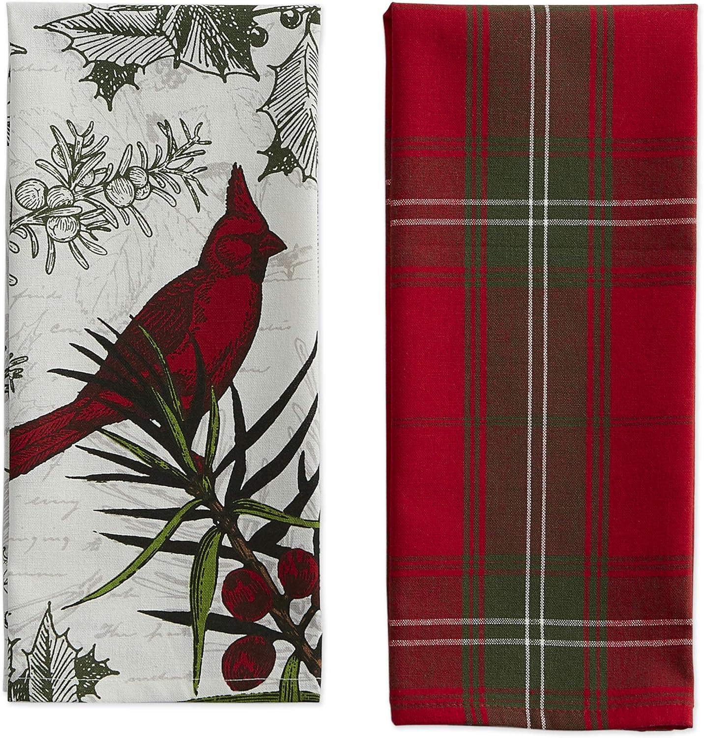 imageDII Christmas Kitchen Towel Set Floral Tea Towels for Baking Cleaning Entertainment ampamp Cooking 18x28 Woodland Holiday 2 PieceHoliday Botanical