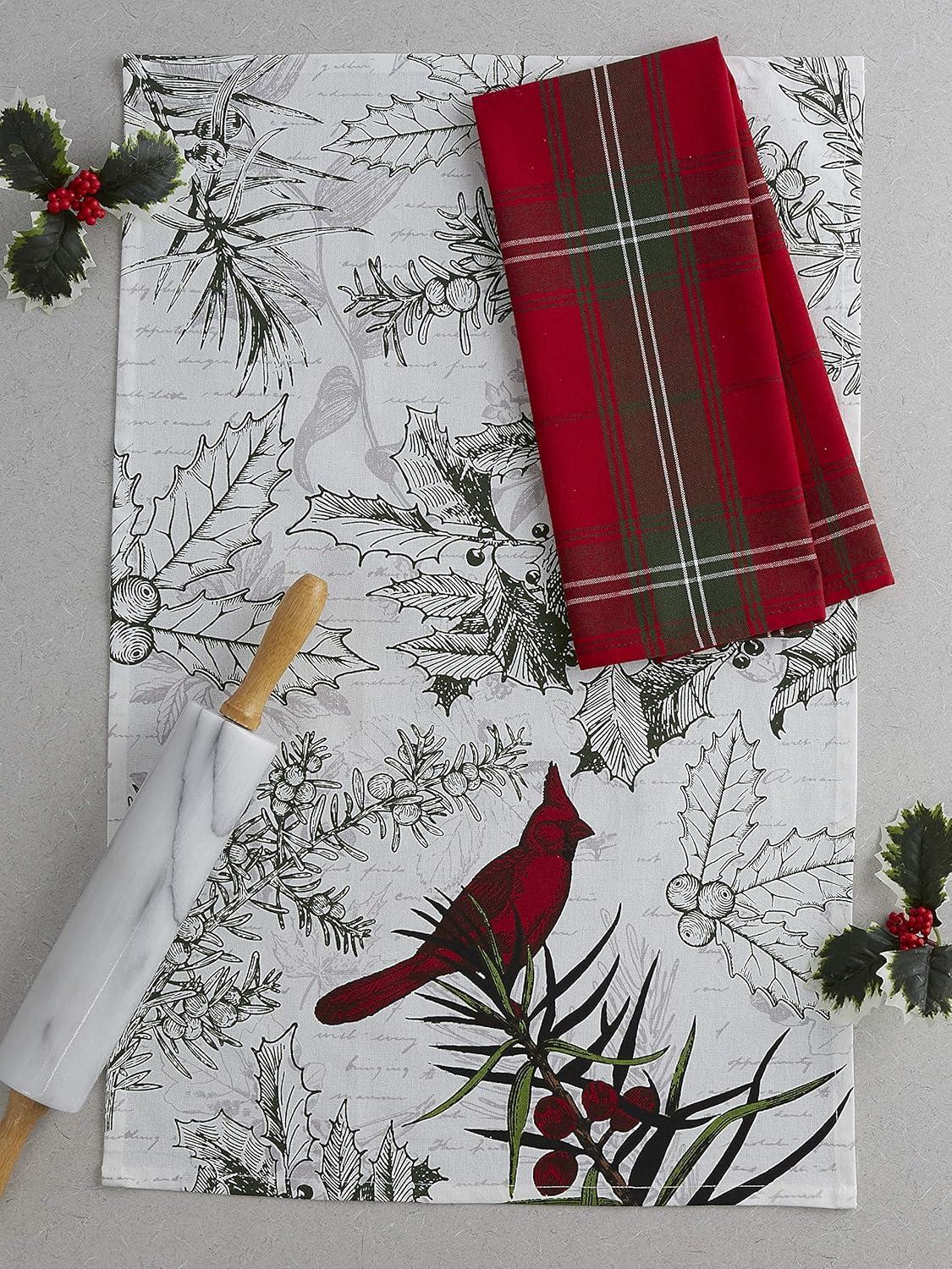 imageDII Christmas Kitchen Towel Set Floral Tea Towels for Baking Cleaning Entertainment ampamp Cooking 18x28 Woodland Holiday 2 PieceHoliday Botanical