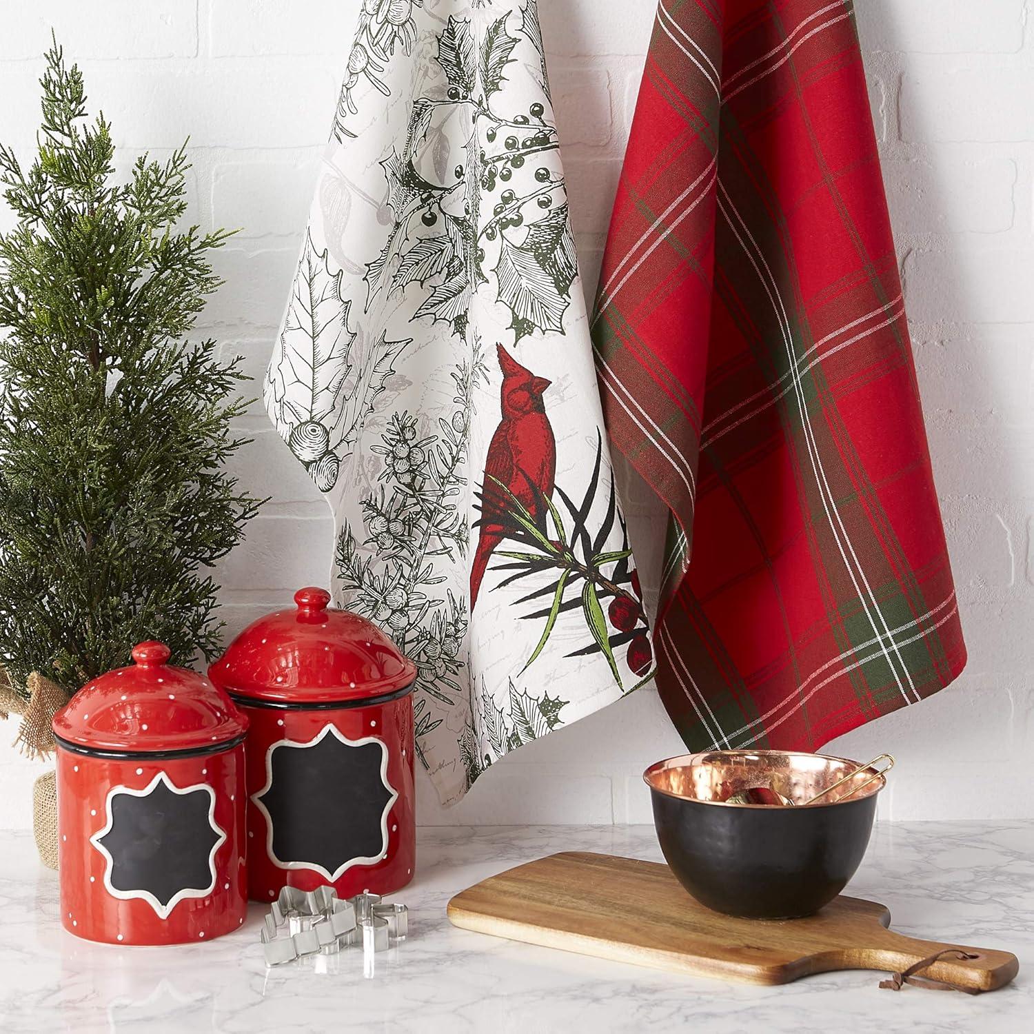 imageDII Christmas Kitchen Towel Set Floral Tea Towels for Baking Cleaning Entertainment ampamp Cooking 18x28 Woodland Holiday 2 PieceHoliday Botanical