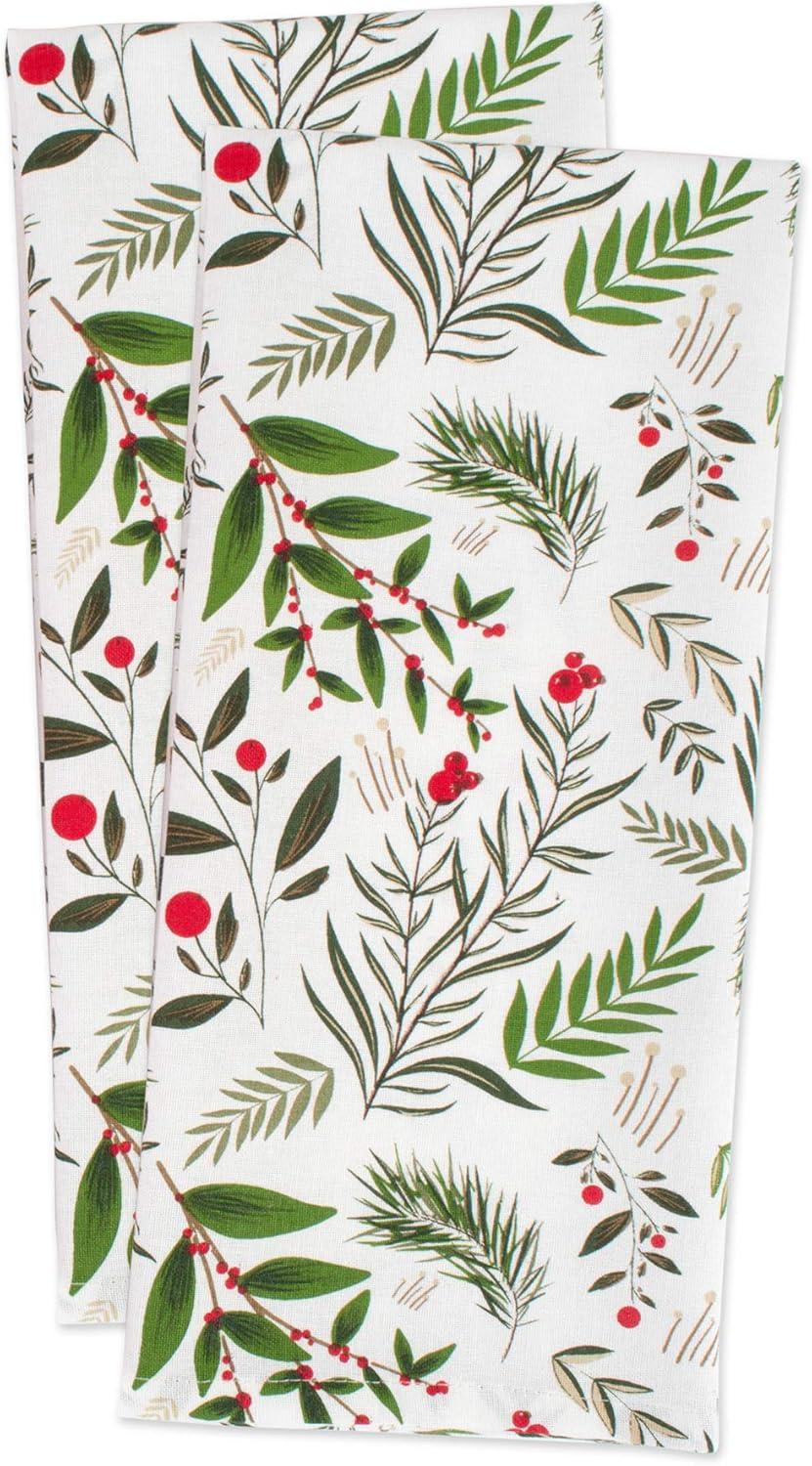 imageDII Christmas Kitchen Towel Set Floral Tea Towels for Baking Cleaning Entertainment ampamp Cooking 18x28 Woodland Holiday 2 PieceHoliday Sprigs