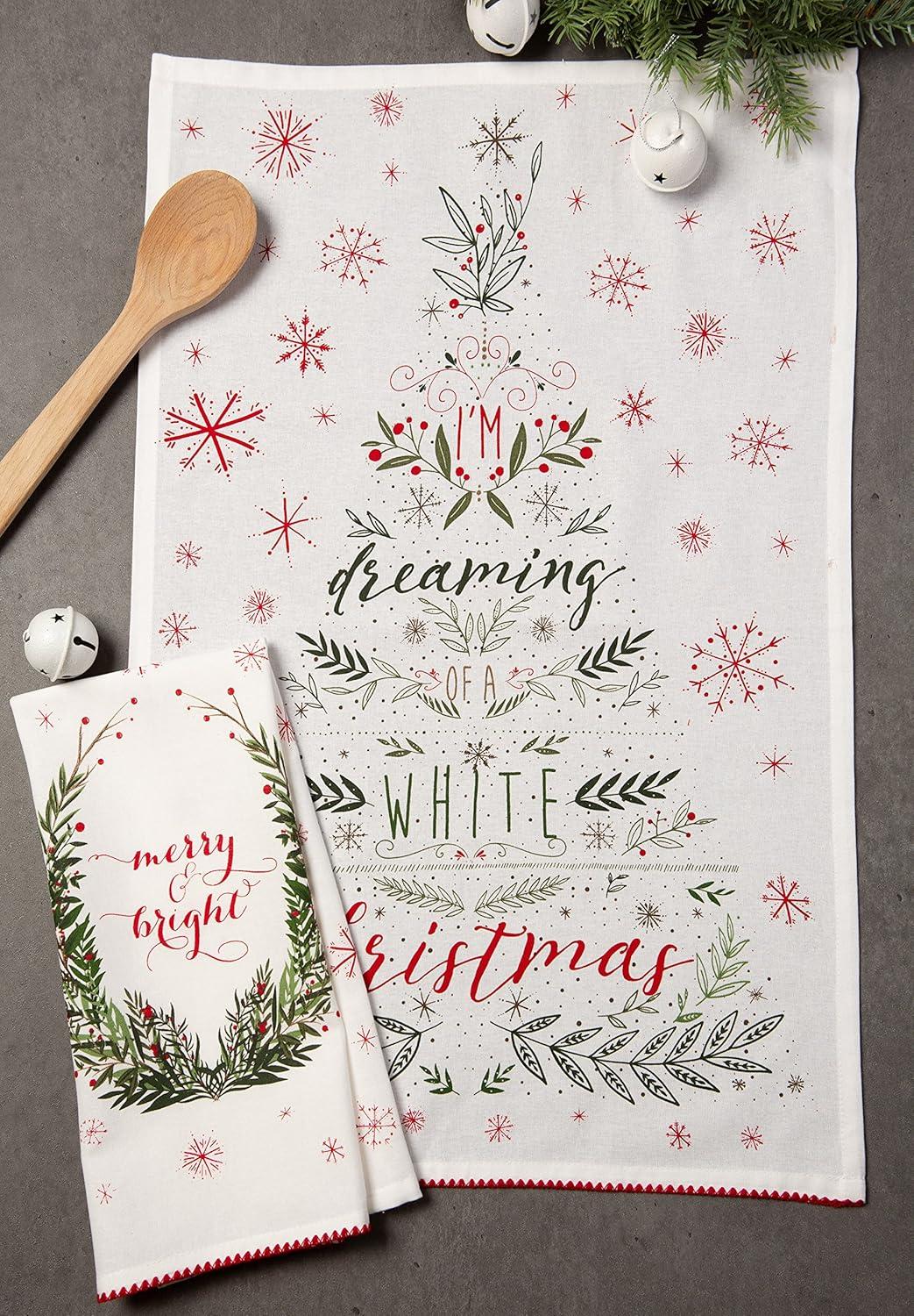imageDII Christmas Kitchen Towel Set Floral Tea Towels for Baking Cleaning Entertainment ampamp Cooking 18x28 Woodland Holiday 2 PieceNoel