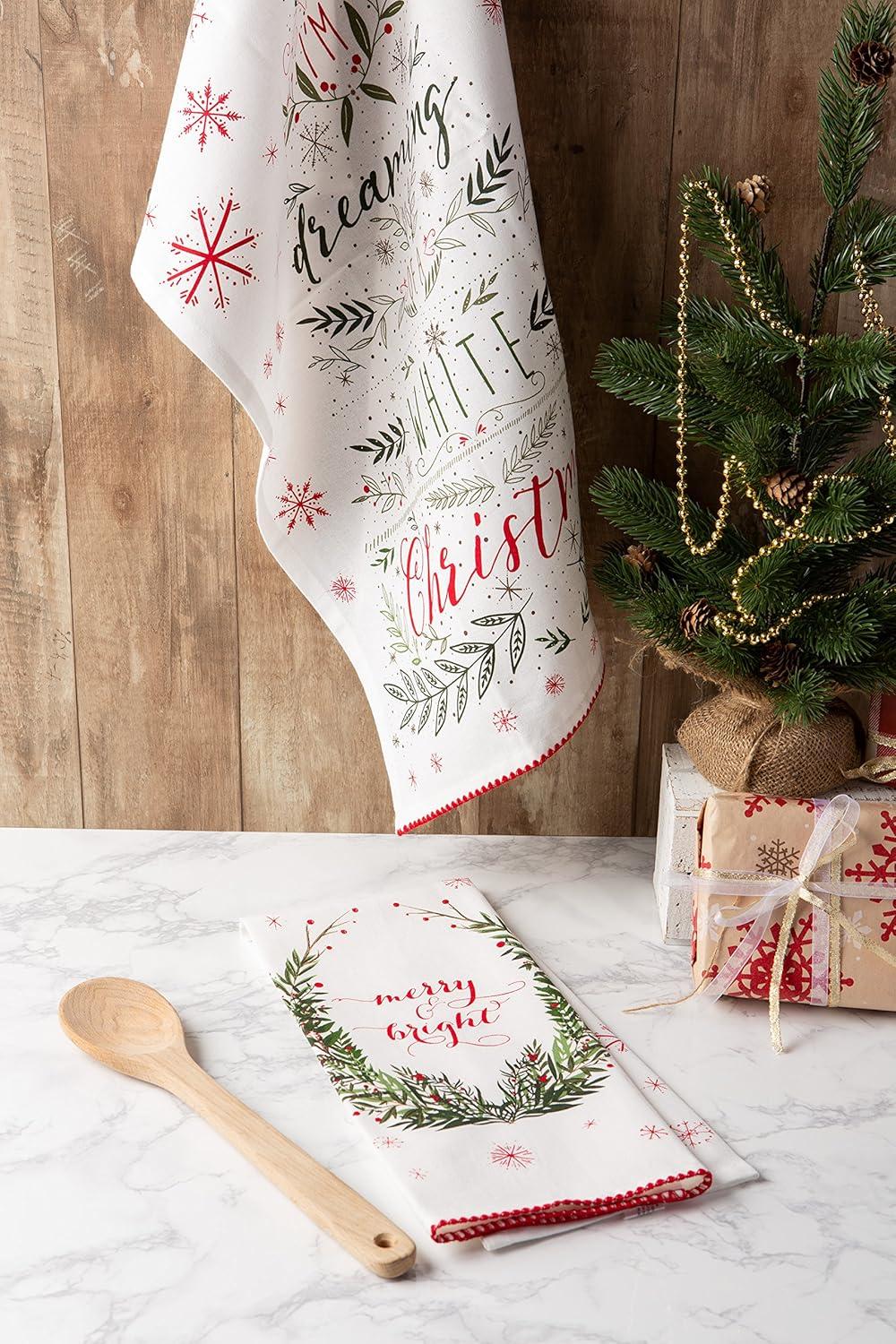 imageDII Christmas Kitchen Towel Set Floral Tea Towels for Baking Cleaning Entertainment ampamp Cooking 18x28 Woodland Holiday 2 PieceNoel