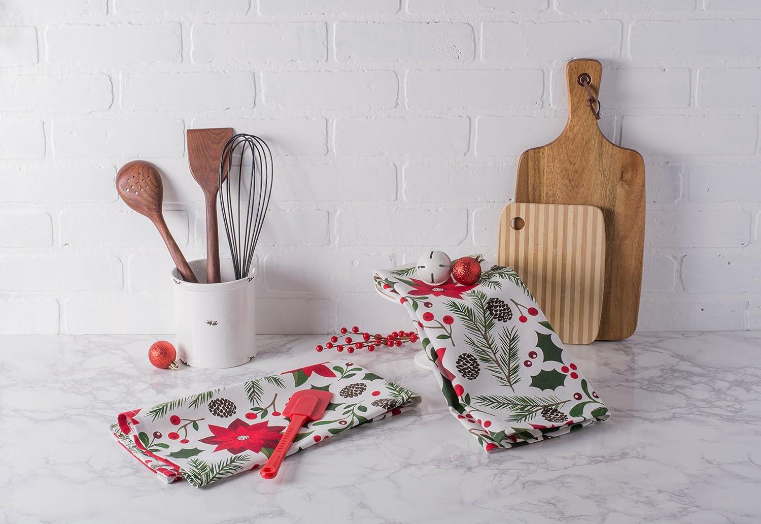 imageDII Christmas Kitchen Towel Set Floral Tea Towels for Baking Cleaning Entertainment ampamp Cooking 18x28 Woodland Holiday 2 PieceWoodland Holiday