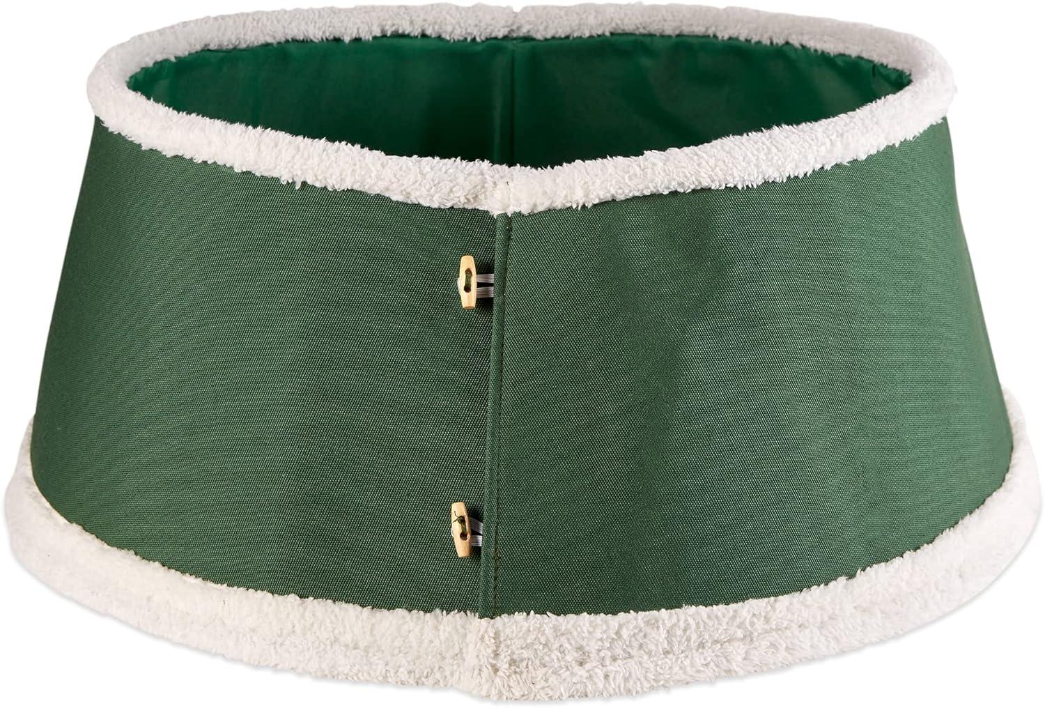 imageDII Christmas Tree Collar Decorative Cover for Metal Stand of Artificial or Live Holiday Xmas Tree 18quot Top Diameter 24quot Base Diameter 12quot Height Green White TrimGreen  White Trim