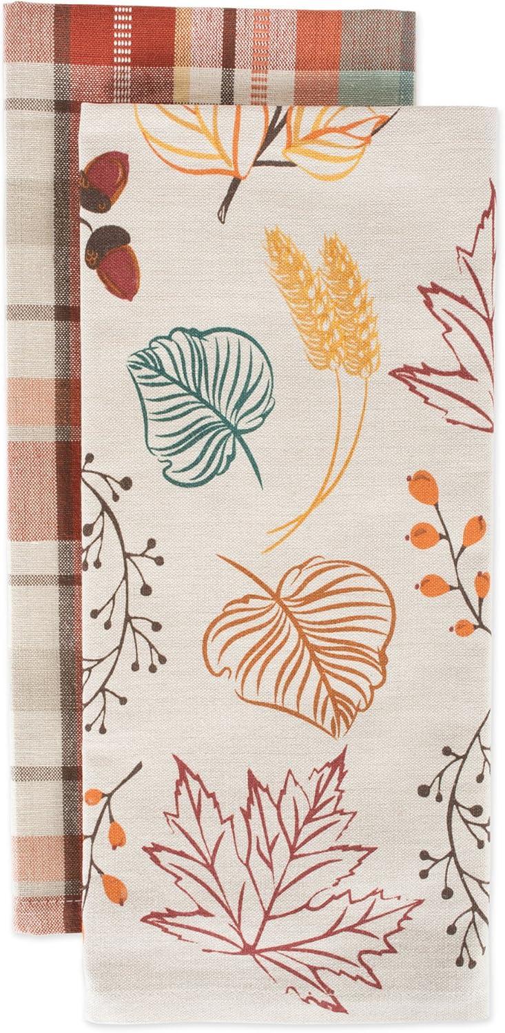 imageDII Fall Basics Kitchen Dishtowel Collection Printed ampamp Plaid Fall Dish Towel Set 18x28 Be Thankful Plaid 2 CountAutumn Leaves