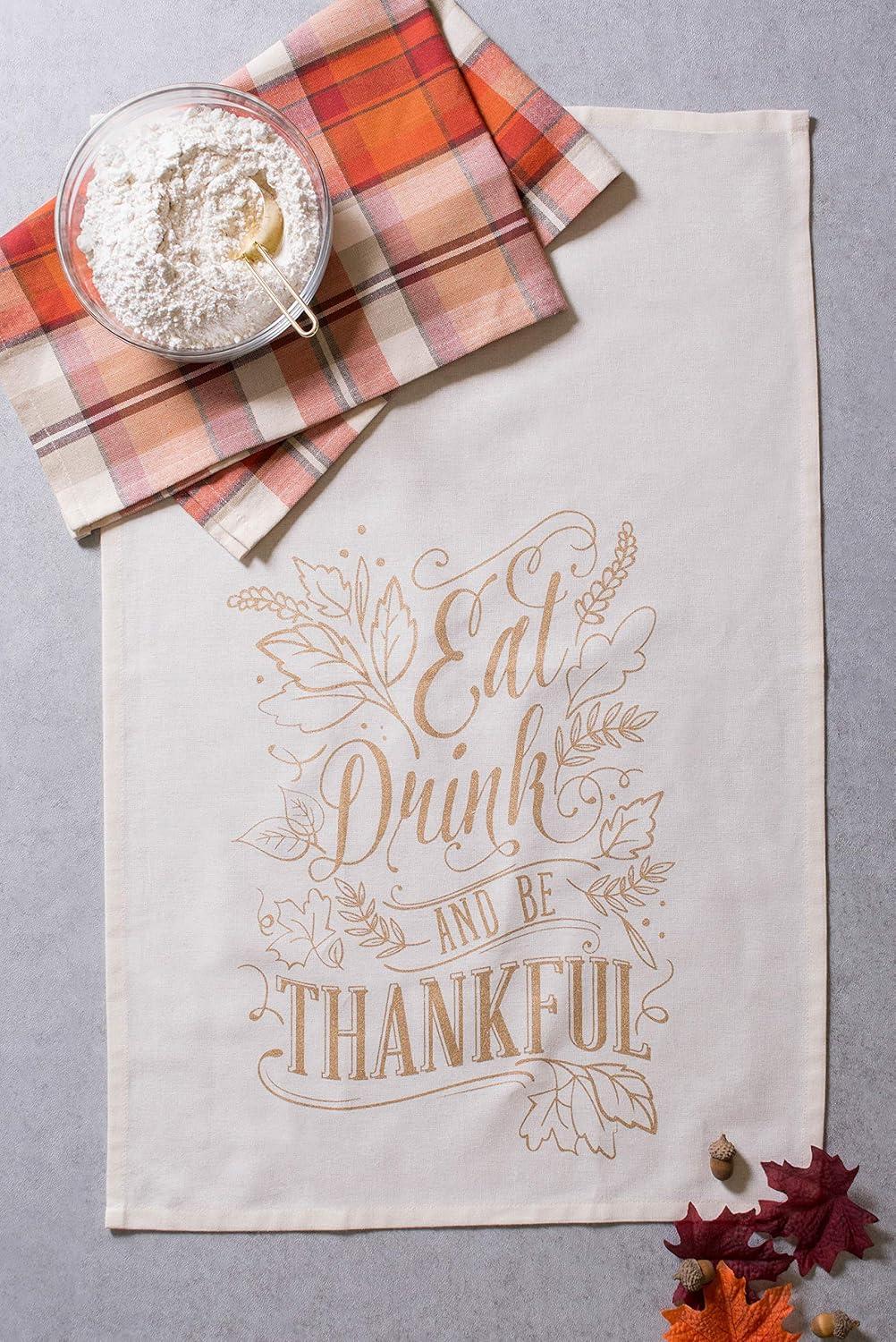 imageDII Fall Basics Kitchen Dishtowel Collection Printed ampamp Plaid Fall Dish Towel Set 18x28 Be Thankful Plaid 2 CountBe Thankful Plaid