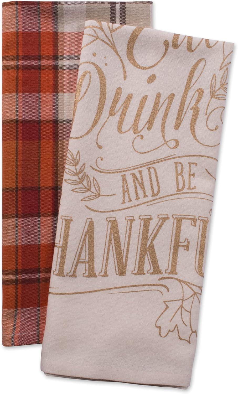 imageDII Fall Basics Kitchen Dishtowel Collection Printed ampamp Plaid Fall Dish Towel Set 18x28 Be Thankful Plaid 2 CountBe Thankful Plaid