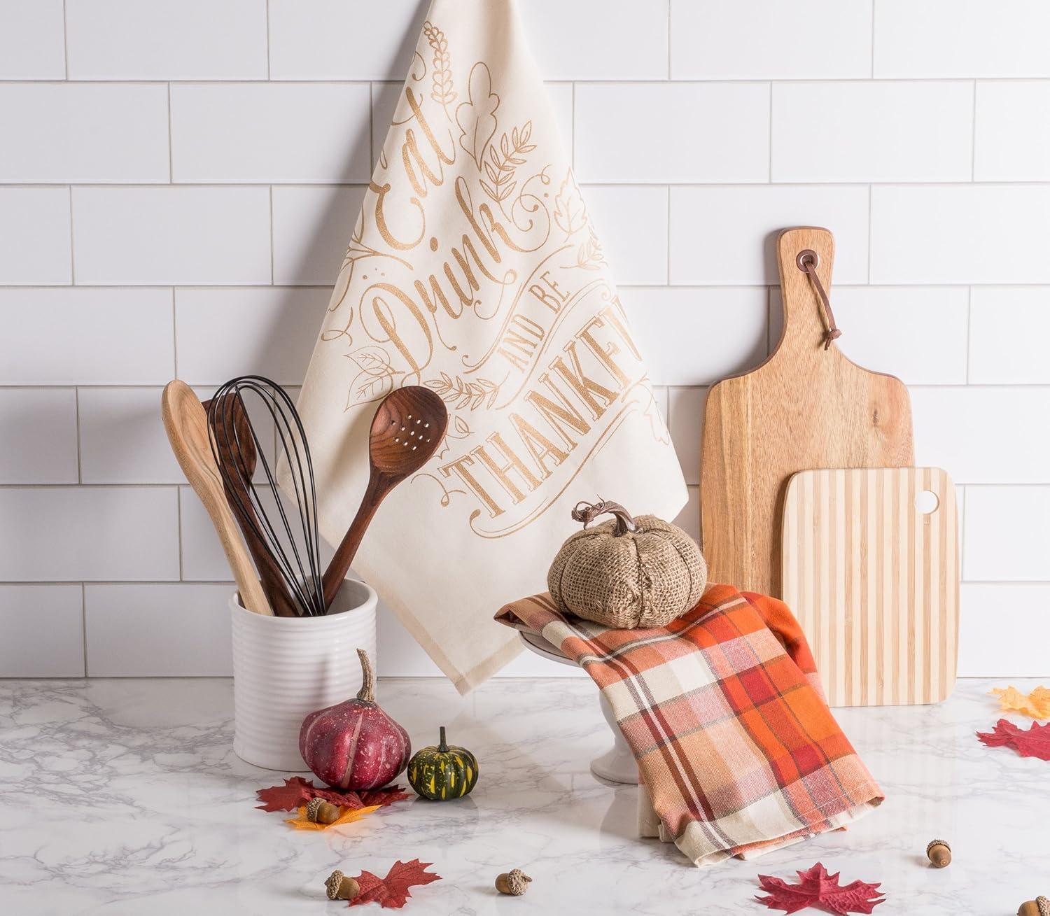 imageDII Fall Basics Kitchen Dishtowel Collection Printed ampamp Plaid Fall Dish Towel Set 18x28 Be Thankful Plaid 2 CountBe Thankful Plaid