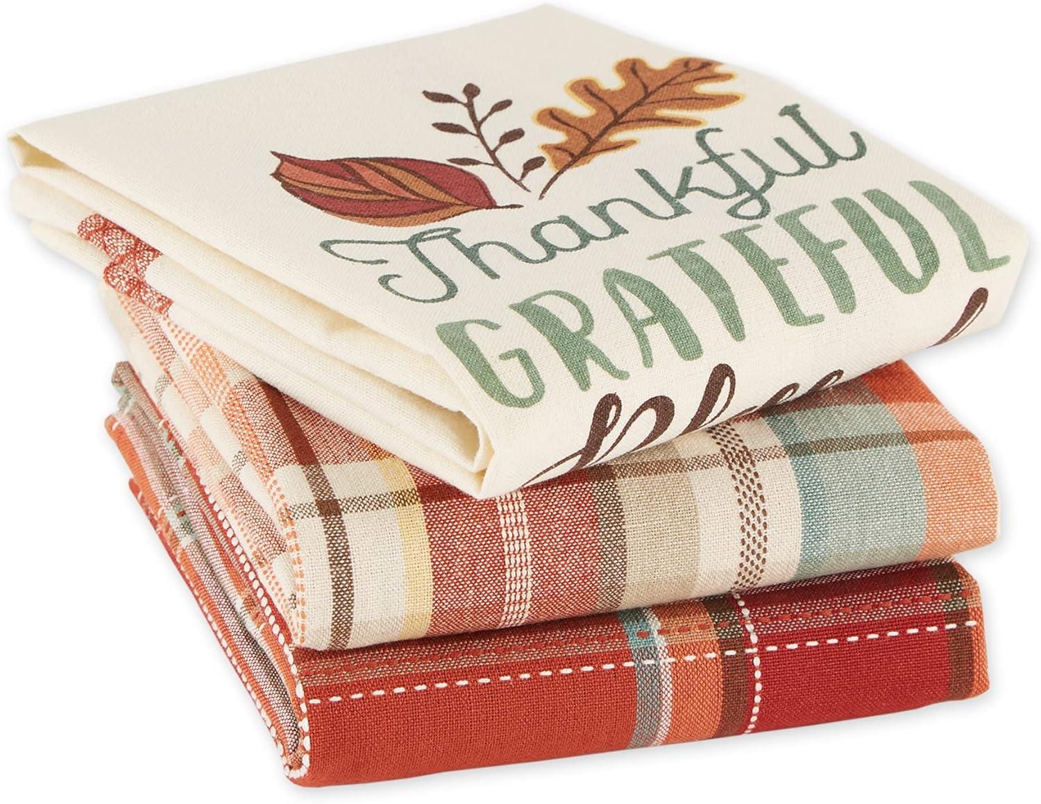 imageDII Fall Basics Kitchen Dishtowel Collection Printed ampamp Plaid Fall Dish Towel Set 18x28 Be Thankful Plaid 2 CountBlessed