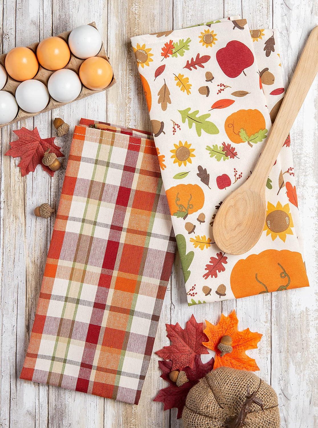 imageDII Fall Basics Kitchen Dishtowel Collection Printed ampamp Plaid Fall Dish Towel Set 18x28 Be Thankful Plaid 2 CountFloral Plaid