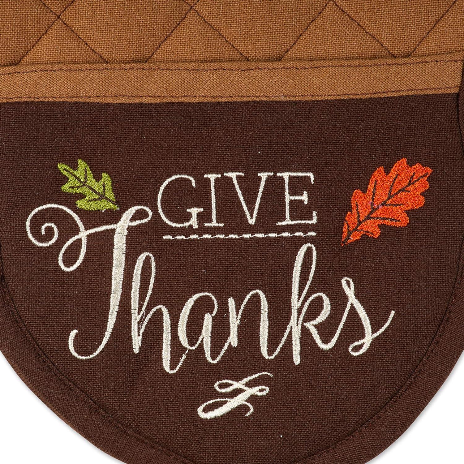 imageDII Fall Kitchen Dcor Collection Dish Towel ampamp Potholder Hostess Gift Set Pumpkin Lady 3 PieceGive Thanks