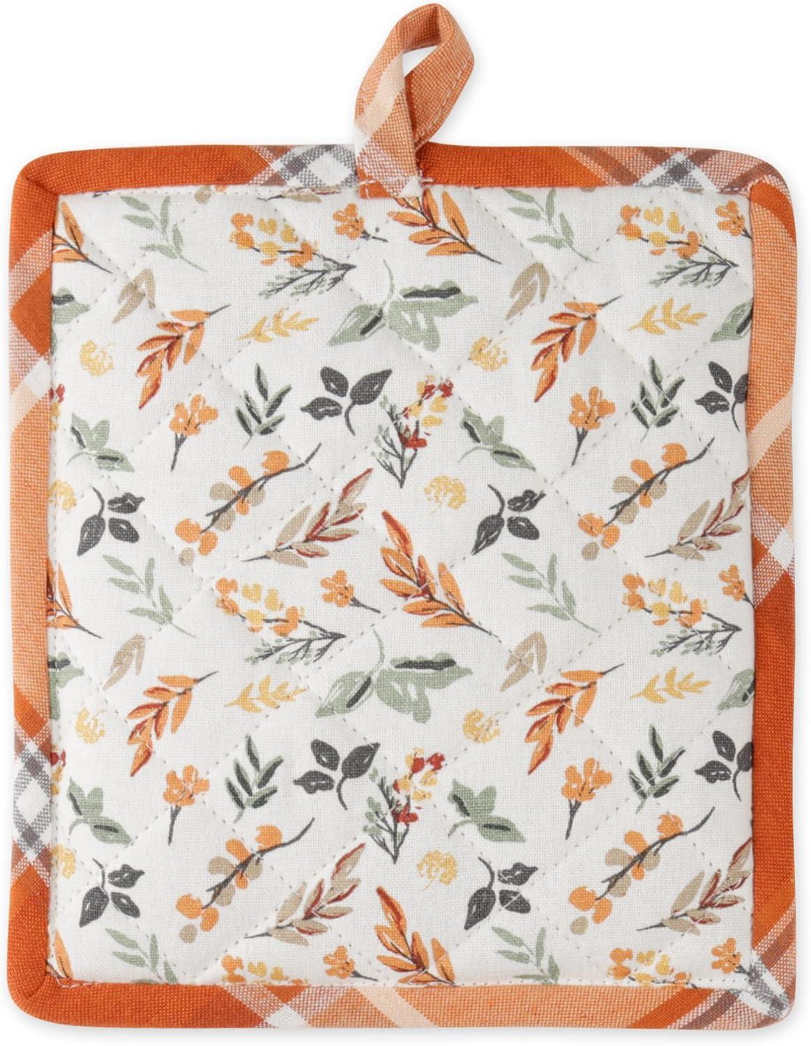 imageDII Fall Kitchen Dcor Collection Dish Towel ampamp Potholder Hostess Gift Set Pumpkin Lady 3 PiecePumpkin Lady