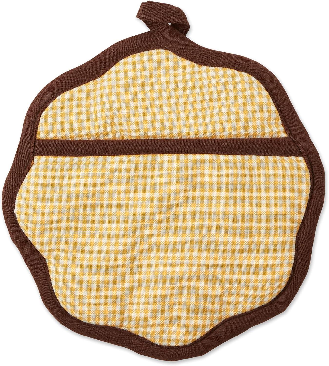 imageDII Fall Kitchen Dcor Collection Dish Towel ampamp Potholder Hostess Gift Set Pumpkin Lady 3 PieceSunflowersOrange Buffalo Check