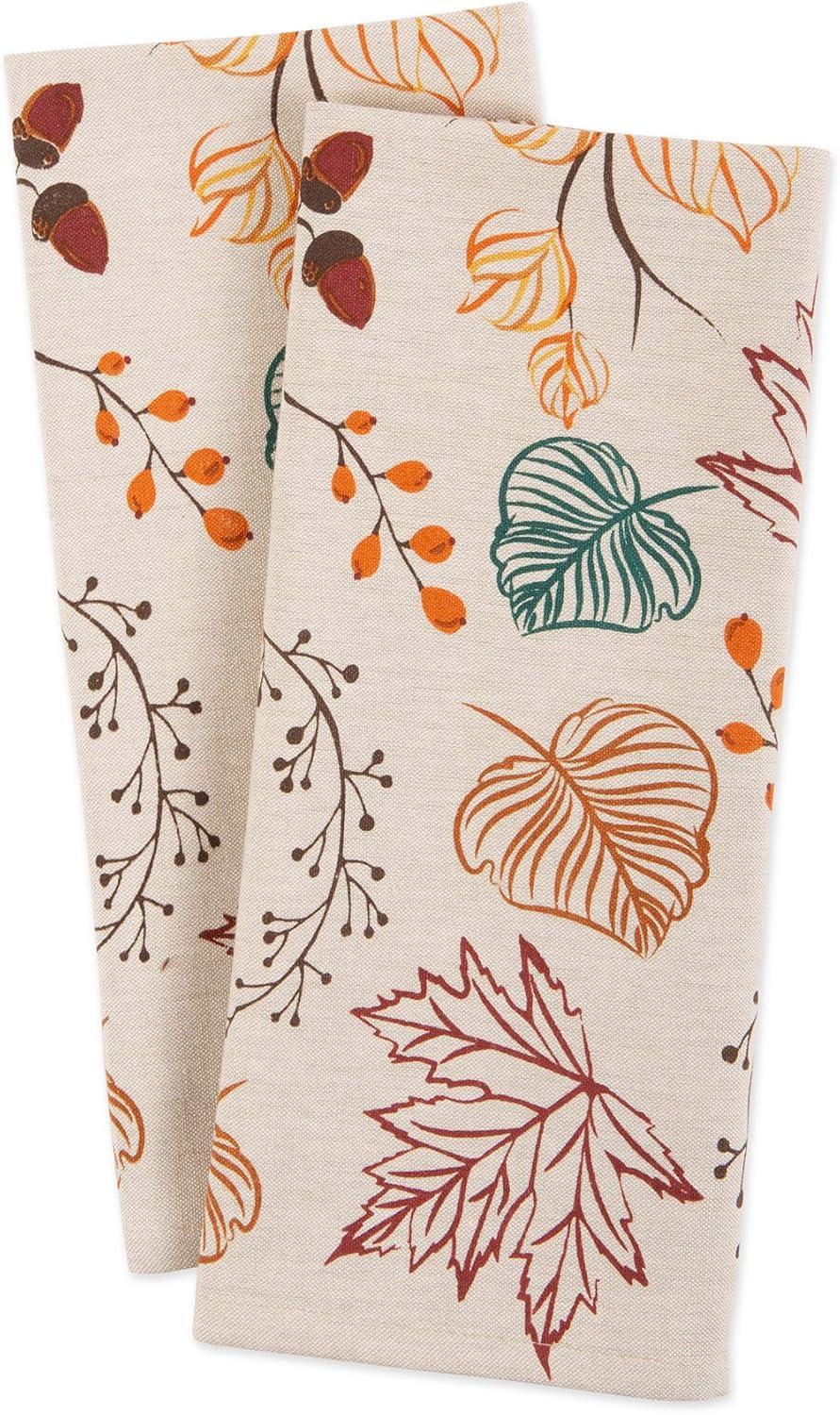 imageDII Fall Kitchen Towels for Kitchen Decorative Cotton Dish Towel Set 18x28 Grateful Heart 2 CountAutumn Leaves