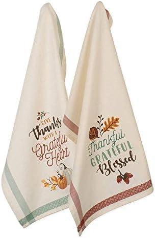 imageDII Fall Kitchen Towels for Kitchen Decorative Cotton Dish Towel Set 18x28 Grateful Heart 2 CountGrateful Heart