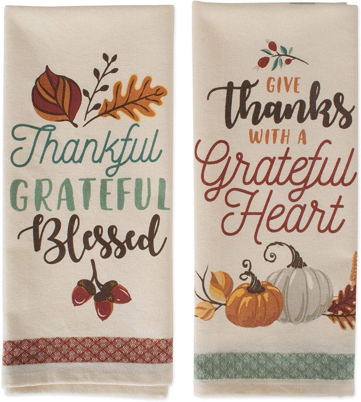 imageDII Fall Kitchen Towels for Kitchen Decorative Cotton Dish Towel Set 18x28 Grateful Heart 2 CountGrateful Heart