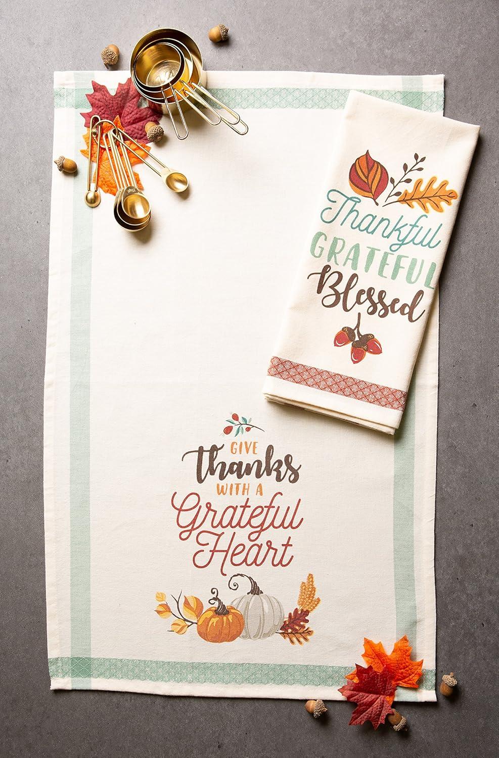 imageDII Fall Kitchen Towels for Kitchen Decorative Cotton Dish Towel Set 18x28 Grateful Heart 2 CountGrateful Heart