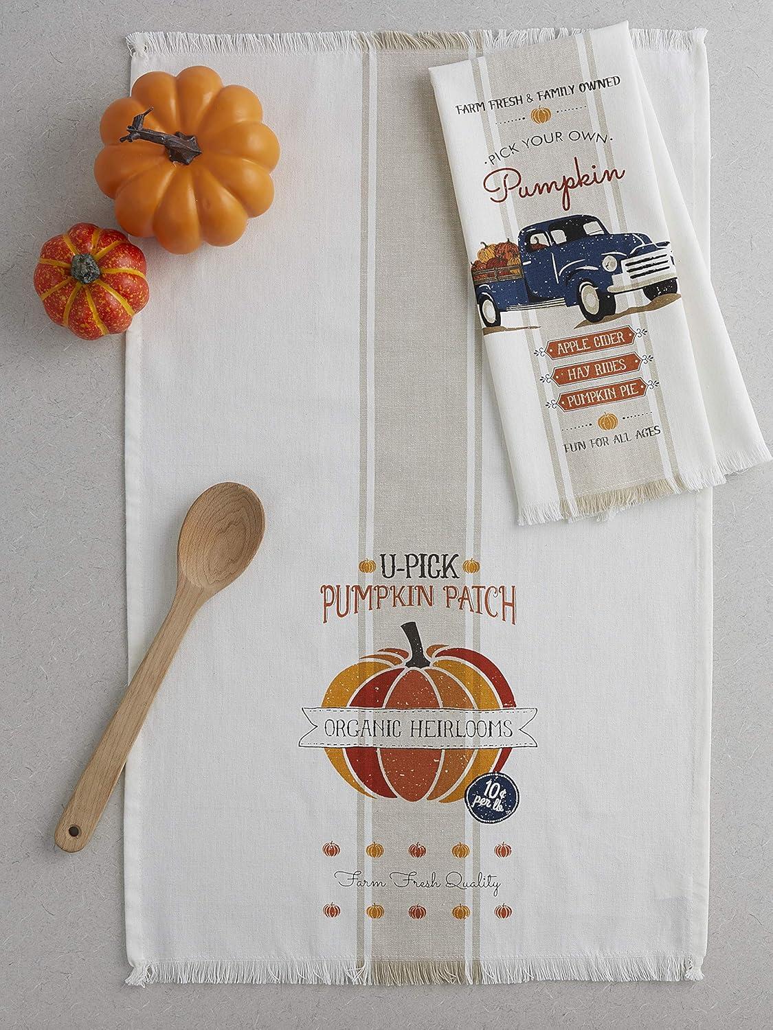 imageDII Fall Kitchen Towels for Kitchen Decorative Cotton Dish Towel Set 18x28 Grateful Heart 2 CountPumpkin Farm