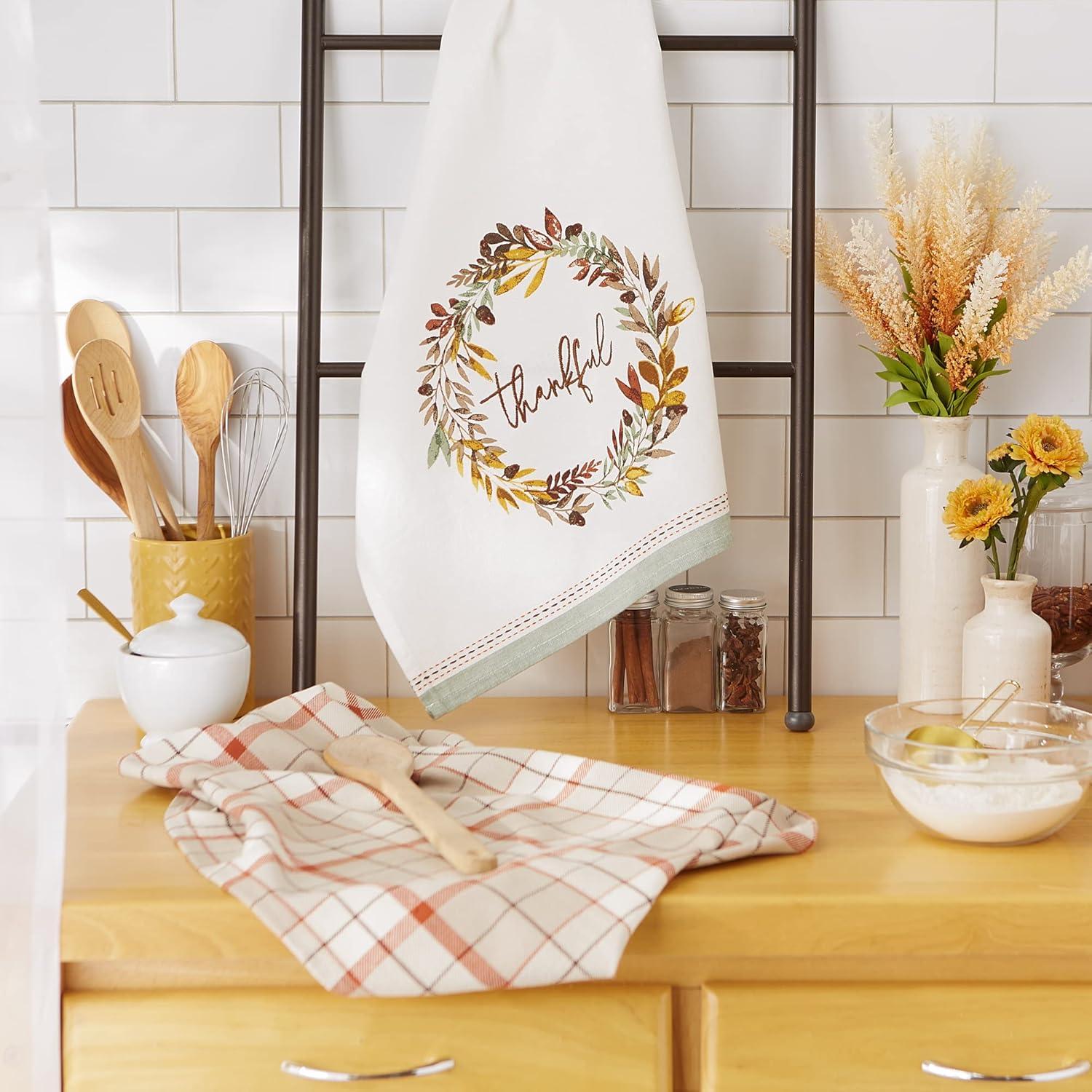 imageDII Fall Kitchen Towels for Kitchen Decorative Cotton Dish Towel Set 18x28 Grateful Heart 2 CountThankful Autumn