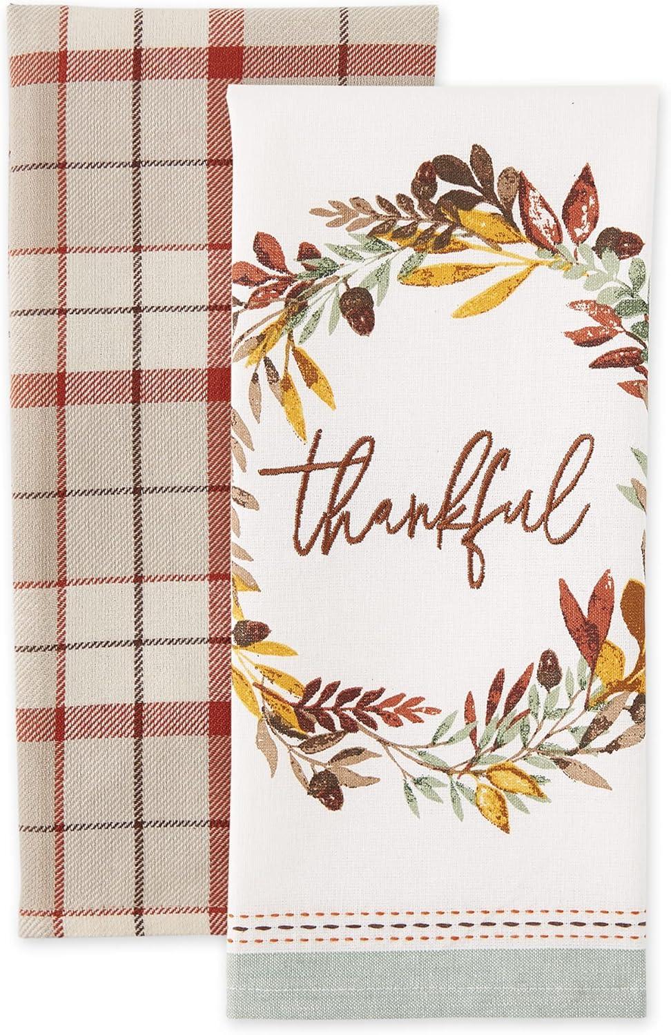 imageDII Fall Kitchen Towels for Kitchen Decorative Cotton Dish Towel Set 18x28 Grateful Heart 2 CountThankful Autumn