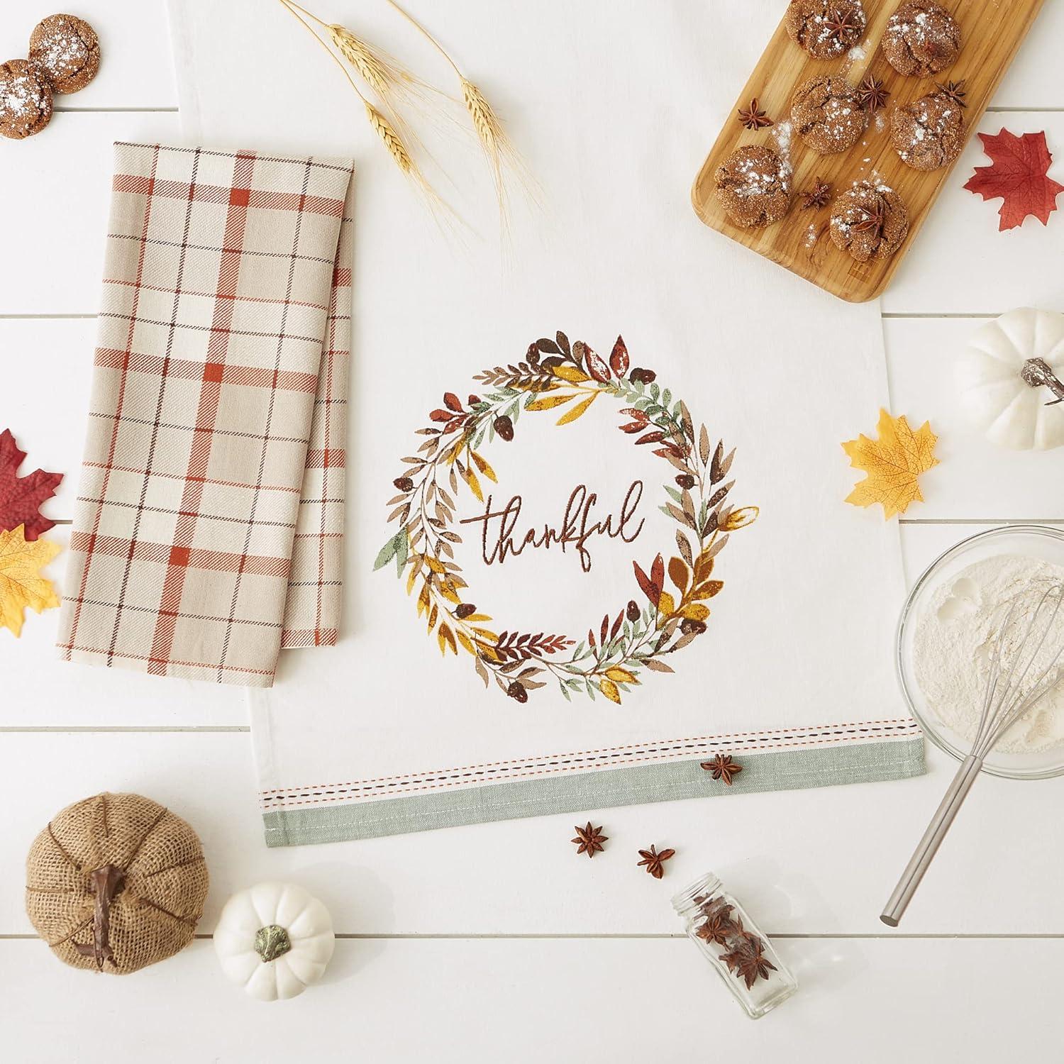 imageDII Fall Kitchen Towels for Kitchen Decorative Cotton Dish Towel Set 18x28 Grateful Heart 2 CountThankful Autumn