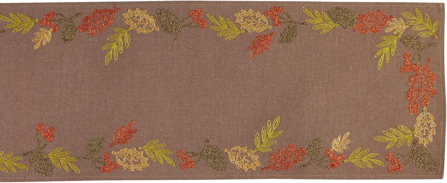 imageDII Fall Table Dcor Embroidered Tabletop for Thanksgiving Dining Table Runner 14x70 White PumpkinShimmering Leaves