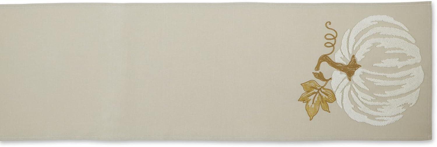 imageDII Fall Table Dcor Embroidered Tabletop for Thanksgiving Dining Table Runner 14x70 White PumpkinWhite Pumpkin