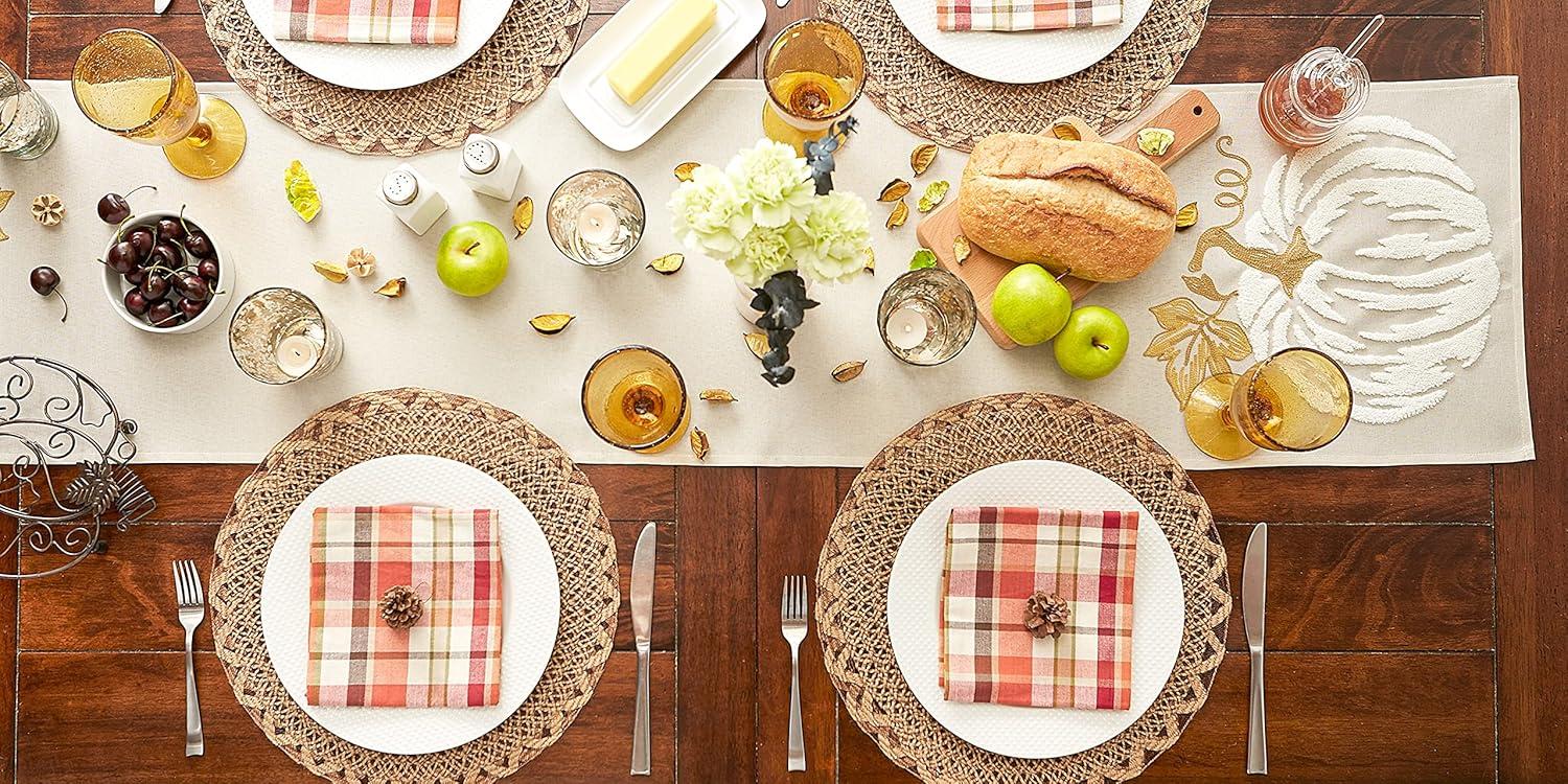 imageDII Fall Table Dcor Embroidered Tabletop for Thanksgiving Dining Table Runner 14x70 White PumpkinWhite Pumpkin
