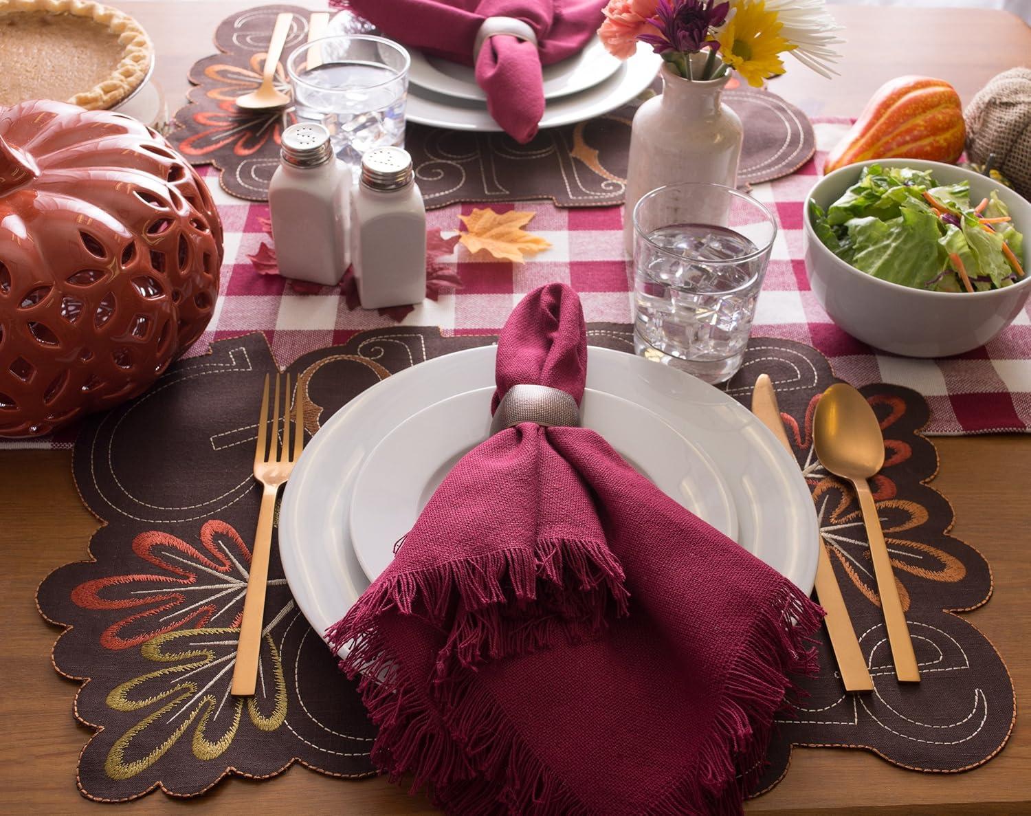 imageDII Fall Table Decorations Thanksgiving Placemat Set 14x19 Embroidered Turkey 4 CountEmbroidered Gobble Gobble